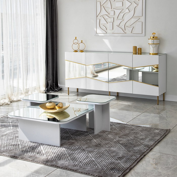 Hanah Home Consola Nice Blanco y Oro